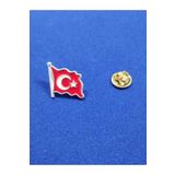 bidünyamadalya Türk Bayrağı Gümüş Kaplama Mine Kırmızı beyaz Boyalı Yaka Rozeti