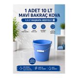 biedda 10 LT Mavi Bakraç Kova Metal Saplı Plastik Kova 1,5 LT Maşrapa Hediyeli