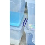 Biedda 15 Litre Plastik Kilitli Kapaklı Dikey Derin Saklama Düzenleme ve Depolama Kutusu - Şeffaf - 4 Adet