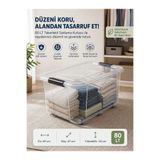 biedda 80 LT 6 Tekerlekli Kilitli Saklama Kutusu Şeffaf Mega Boy Plastik Organizer Kutu