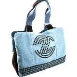 Biem Accessory Biem Açık Mavi-Kahve Denim Salaş-Retro Taş Trok Döşemeli Çok Gözlü Çanta - --