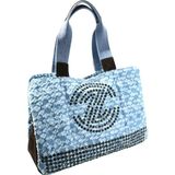 Biem Accessory Biem Açık Mavi-Yırtık Desen Denim Salaş-Retro Taş Trok Döşemeli Çok Gözlü Çanta - --