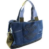 Biem Accessory Biem Indigo-Haki Denim Salaş-Retro Taş Trok Döşemeli Çok Gözlü Çanta - --