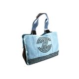 Biem Açık Mavi-Kahve Denim Salaş-Retro Taş Trok Döşemeli Çok Gözlü Çanta