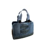 Biem Koyu Mavi-Kahve Denim Salaş-Retro Taş Trok Döşemeli Çok Gözlü Çanta