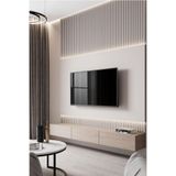 Bien Duvar Kağıtları 3d Effect Lambri Panel Ahşap Duvar Çıtası Desenli Beyaz Duvar Kağıdı 5,30 M² -2692