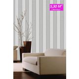 Bien Duvar Kağıtları Bien Exclusive 5353 Popüler Soft Gri Krem Kalın Çizgili Lüx Duvar Kağıdı 5,30 M²