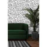 Bien Duvar Kağıtları Bien Exclusive 5393 Söğüt Yaprakları Desen Siyah Beyaz Renk Duvar Kağıdı 5,30 M²