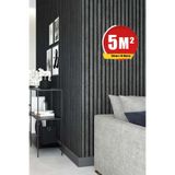 Bien Duvar Kağıtları Zümrüt Exclusıve 5400 Lambri Panel Ahşap Gri Kül Renk Duvar Çıtası Desenli Duvar Kağıdı 5 M²