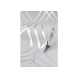 Bien Exclusive 605 Kabartmalı Dalga Çizgi Gri Gümüş Desenli Duvar Kağıdı 5,30 M² - Krem - 53 x 1000 cm