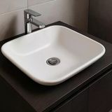 Bien Harmony Kare Tezgâh Üstü Batarya Deliksiz Beyaz Lavabo 43X43 Cm