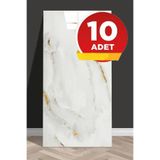 Bien Home 10 Adet, 30x60 Cm Beyaz Bej Gold Mermer Desenl Kendinden Yapışkanlı Kaplama Pvc Panel-M107