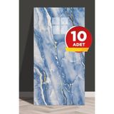 Bien Home 10 Adet, 30x60 Cm Mavi Damar Mermer Desenli Kendinden Yapışkanlı Duvar Paneli