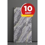 Bien Home 10 Adet 30x60cm Açık Gri Altın Damar Mermer Görünüm Kendinden Yapışkanlı Banyo PVC Duvar Panel-M6008