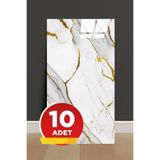 Bien Home 10 Adet, 30x60cm Gold Mermer Desenli Kendinden Yapışkanlı Banyo PVC Duvar Paneli