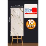 Bien Home 10'lu Paket, 30x60cm Gold Damar Mermer Desenli Kendinden Yapışkanlı Banyo PVC Duvar Paneli- Soy ve Yapıştır, Banyo, Tuvalet, Oturma Odası TV Mutfak Duvar Yenileme Duvar Kağıdı için Uygundur
