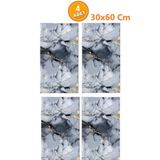 Bien Home 30x60 Cm Mavi Mermer Desenli Kendinden Yapışkanlı Köpük Banyo Kaplama PVC Duvar Paneli * 4 Adet M1023