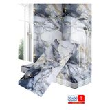 Bien Home 30x60 Cm Mavi Mermer Desenli Kendinden Yapışkanlı Seramik Köpük Banyo WC Kaplama PVC Panel