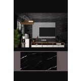 Bien Home 30x60 Cm Siyah Mermer Desenli Kendinden Yapışkanlı Seramik Köpük Banyo WC Kaplama PVC Duvar Paneli