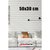 Bien Home 50x30 Cm 0,17 M² Kendinden Yapışkanlı Esnek Köpük Duvar Kağıdı Paneli 3d Boyutlu Tuğla Desen Beyaz
