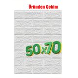 Bien Home 50x70 Cm 0,35 M² Kendinden Yapışkanlı Esnk Köpük Duvar Kağıdı Paneli 3d Boyutlu Tuğla Desen Beyaz
