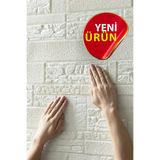 Bien Home 70x70cm 0,50M² Beyaz Dekoratif Kendinden Yapışkanlı Taş Ev Tuğla Kesme Taş Duvar Paneli Köpük -3105