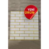 Bien Home 70x70cm 0,50M² Gold Beyaz Dekoratif Kendinden Yapışkanlı Tuğla Estetik 3d Duvar Paneli Köpük -1211
