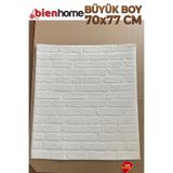 Bien Home Kesme Antik Beyaz Duvar Panel 3D Tuğla Görünümlü, 70x77 Cm 3d Kendinden Yapışkanlı Duvar Kağıdı Kaplama Panel Köpük Tuğla Görünüm
