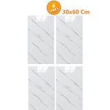 Bien Home Yeni 30x60CM Beyaz Mermer Desen Görünümlü PVC Kendinden Yapışkanlı Duvar Paneli ** 4 Adet