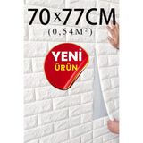 Bien Home Yeni 70x77 Cm 0,54 M² Kendinden Yapışkanlı Duvar Sticker 3D Esnek Köpük Kendin Yap Beyaz Taş Desen
