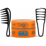 Bien Professional Wax 150 ml + Dalga Veren Mucize Tarak + Geniş Aralıklı Wax Tarağı Seti | Hacim, Dalga ve Güçlü Tutuş Erkek Saç Şekillendirme Seti - Turuncu
