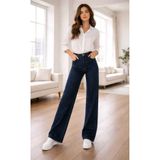 BİENAL BUTİK Screen Kadın Likralı Lacivert Süper Yüksek Bel Salaş Paça Jeans Pantolon