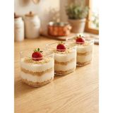 Bienca 3'lü Kare Borosilikat Cam Magnolya Kase Seti | 400 ml Tiramisu, Magnolia & Tatlı Sunum Bardağı 8X8X8 cm