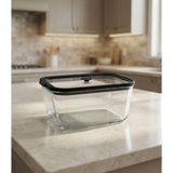 Bienca Cam Saklama Kabı 1380 ml – Silikon Kapaklı-Vakumlu Borosilikat Cam- (14×20×9 Cm)