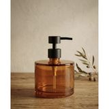 Bienca Cam Sıvı Sabun Dispenseri 500 ml – Mat Siyah Pompalı, Modern Banyo & Mutfak Sabunluk - Amber