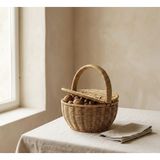 Bienca Kapaklı Rattan Hasır Sepet Ekmek Sepeti 20 cm – Mini Piknik Sepeti, Ekmek Sepeti,Yumurta Sepeti, Dekoratif Saklama Sepeti