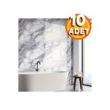 BienHome 10 Adet, 30x60 Cm Açık Gri Damar Mermer Desenli Kendinden Yapışkanlı Mutfak Banyo Wc Kaplama Pvc Panel M81 Kendinden Yapışkanlı Panel Mutfak Banyo Pvc İçin
