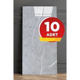 BienHome 10 Adet 30X60 cm Açık Gri Mermer Desenli Kendinden Yapışkanlı Seramik Köpük Banyo Pvc Duvar PANELI-6034 - 30 x 60 cm