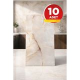 BienHome 10 Adet, 30x60 Cm Bej Gold Mermer Desenli Kendinden Yapışkanlı Köpük Banyo PVC Duvar Panel