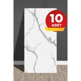 BienHome 10 Adet, 30x60 Cm Beyaz Damar Mermer Desenli Kendinden Yapışkanlı Duvar Paneli