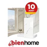 BienHome 10 Adet, 30x60 Cm Beyaz Siyah Mermer Desenli Kendinden Yapışkanlı Sök ve Yapıştır Banyo Mutfak