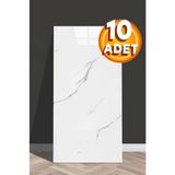 BienHome 10 Adet, 30x60 Cm Beyaz Siyah Mermer Desenli Popüler Kendinden Yapışkanlı Banyo PVC Duvar Panel