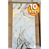 BienHome 10 Adet, 30x60 Cm Gold Mermer Desenli Kendinden Yapışkanlı Pvc Panel