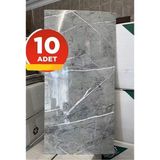 BienHome 10 Adet 30X60 cm Gri Mermer Desenli Kendinden Yapışkanlı Seramik Köpük Banyo Wc Kaplama Pvc Duvar Paneli - 30 x 60 cm