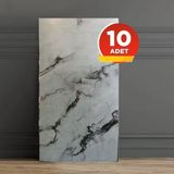 BienHome 10 Adet 30X60 cm Sedef Mermer Desenli Kendinden Yapışkanlı Seramik Köpük Banyo Wc Kaplama Pvc Duvar Paneli - Renkli - 30 x 60 cm