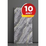 BienHome 10 Adet 30x60cm Açık Gri Altın Damar Mermer Görünüm Kendinden Yapışkanlı Duvar Panel