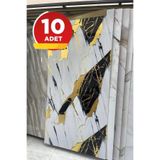 BienHome 10 Adet, 30x60Cm Kendinden Yapışkanlı Duvar Kağıdı Esnek Köpük Paneli 3d Boyutlu Gold Siyah Beyaz