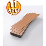 BienHome 11 Adet, 60x15 Cm 1 m² Açık Kahverengi Tonlarında Esnek Yıkanabilir Kesilebilir Silinebilir Zemin Duvar Parke Yer Döşemesi Kendinden Yapışkanlı PVC Zemin Kaplaması -Z010 - 60 x 15 cm