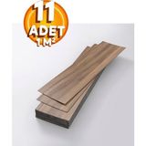 BienHome 11 Adet, 60x15 Cm 1 m² Doğal Ceviz Tonlarında Esnek Yıkanabilir Kesilebilir Silinebilir Zemin Duvar Parke Yer Döşemesi Kendinden Yapışkanlı PVC Zemin Kaplaması -Z011 - 60 x 15 cm