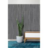 BienHome 2690 Lambri Panel Ahşap Duvar Çıtası Desenli Vinil Duvar Kağıdı 5,30 M² - Gri - 53 x 1000 cm